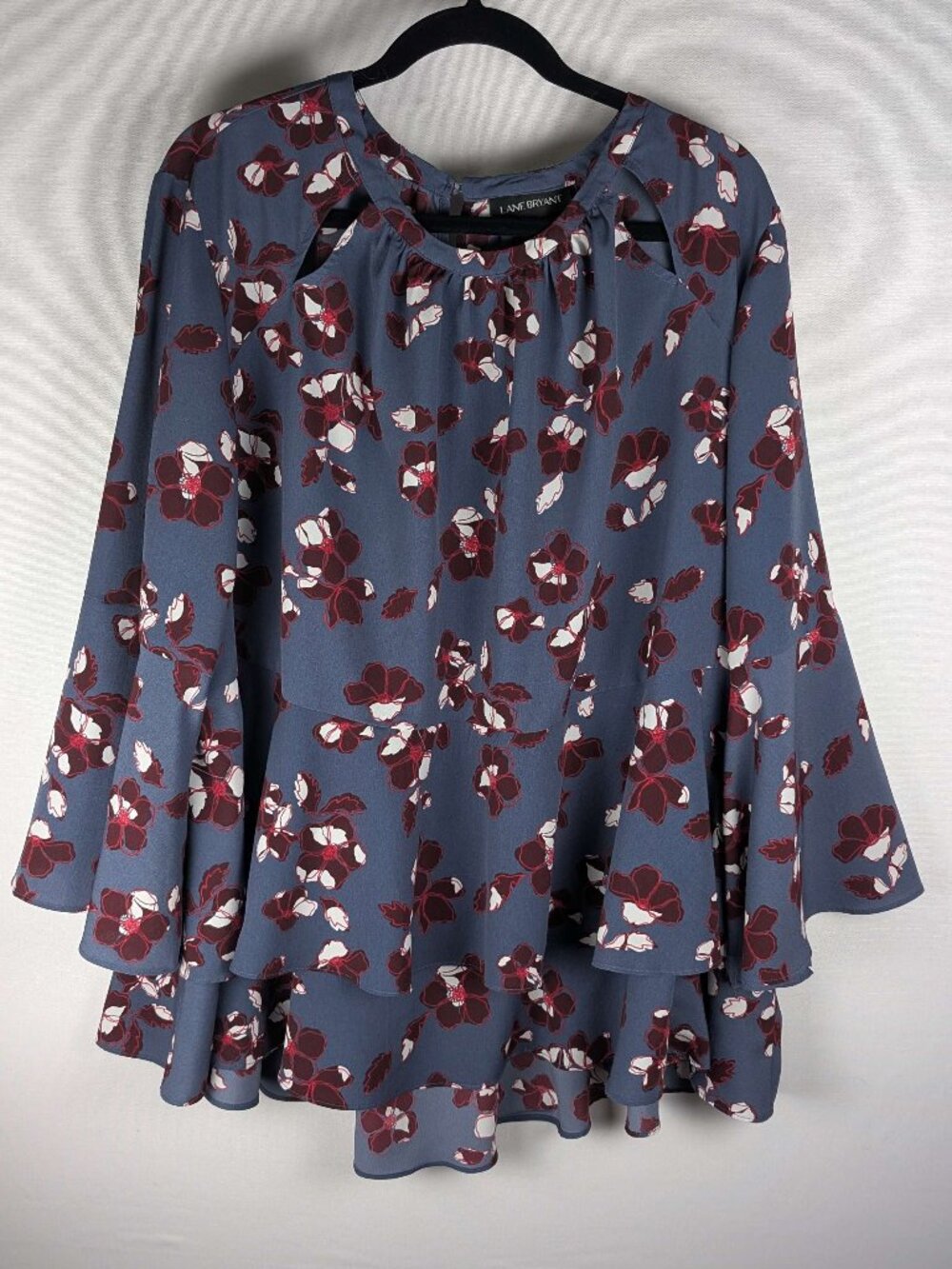 Lane Bryant Ruffled High-Low Hem Blouse w/Bell Sleeves Sz 24
